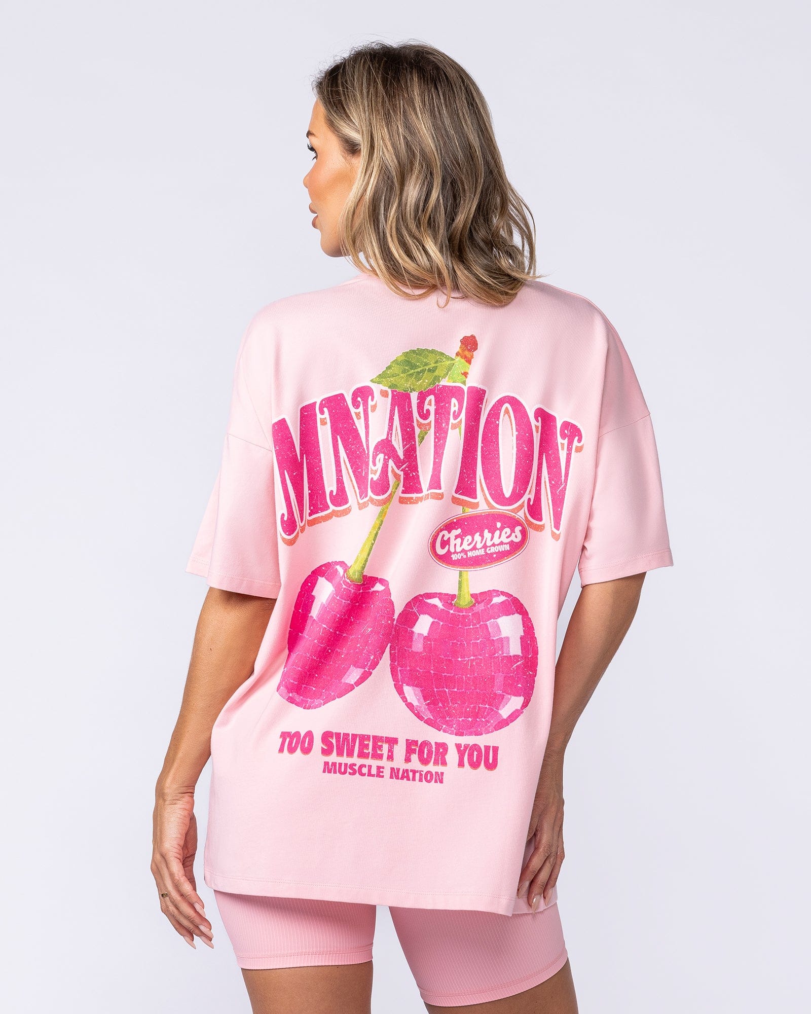 Muscle Nation T-Shirts Fresh And Juicy Oversized Tee - Petal Pink