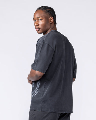 Muscle Nation T-Shirts Gothic Eagle Oversized Tee - Washed Black