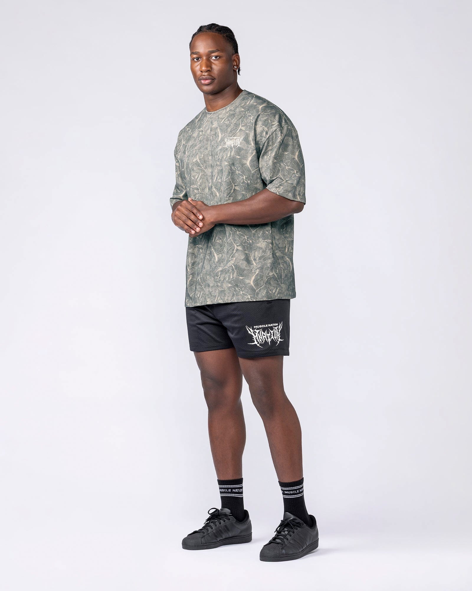 Muscle Nation T-Shirts Gothic Oversized Tee - Washed Tree Camo