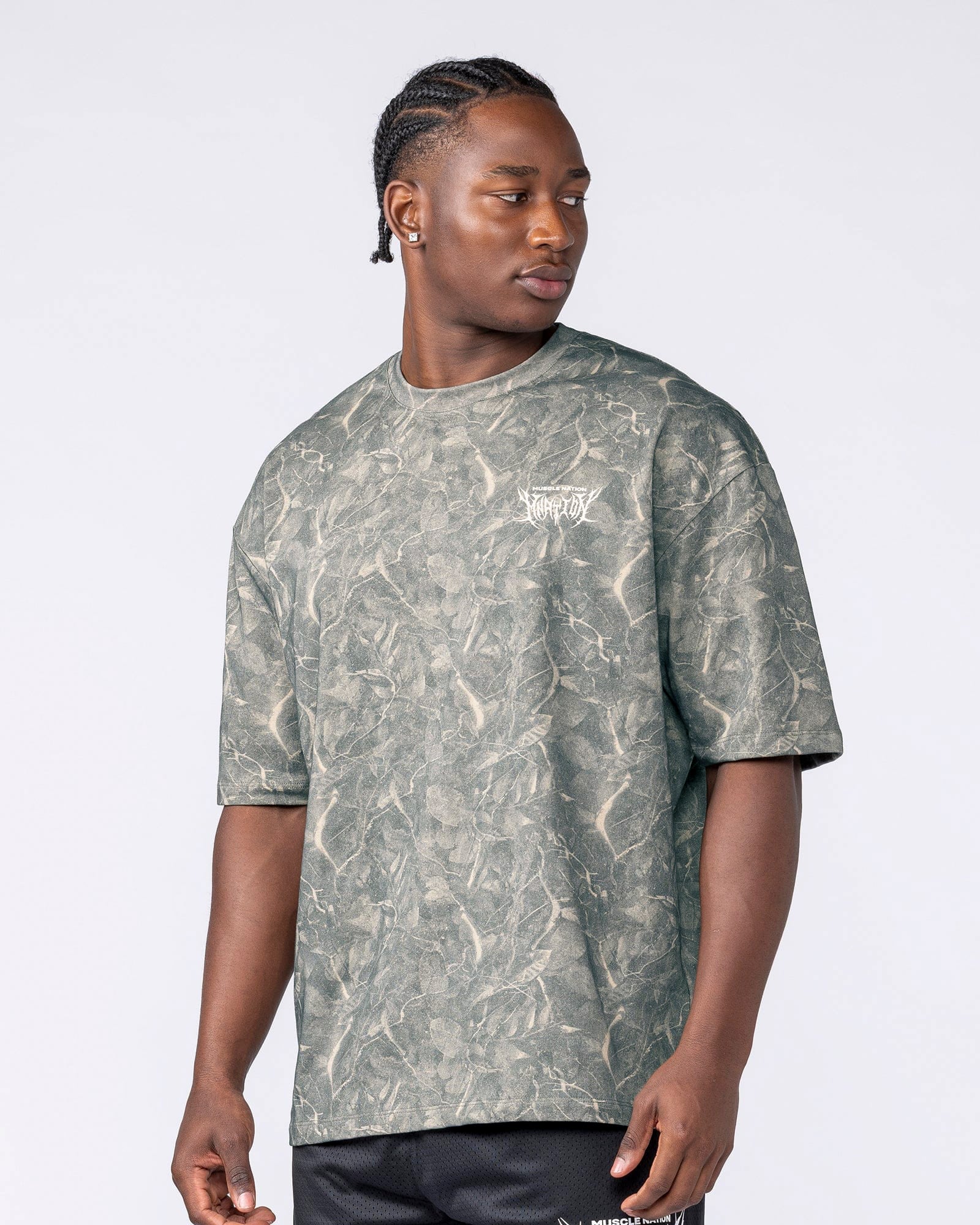 Muscle Nation T-Shirts Gothic Oversized Tee - Washed Tree Camo