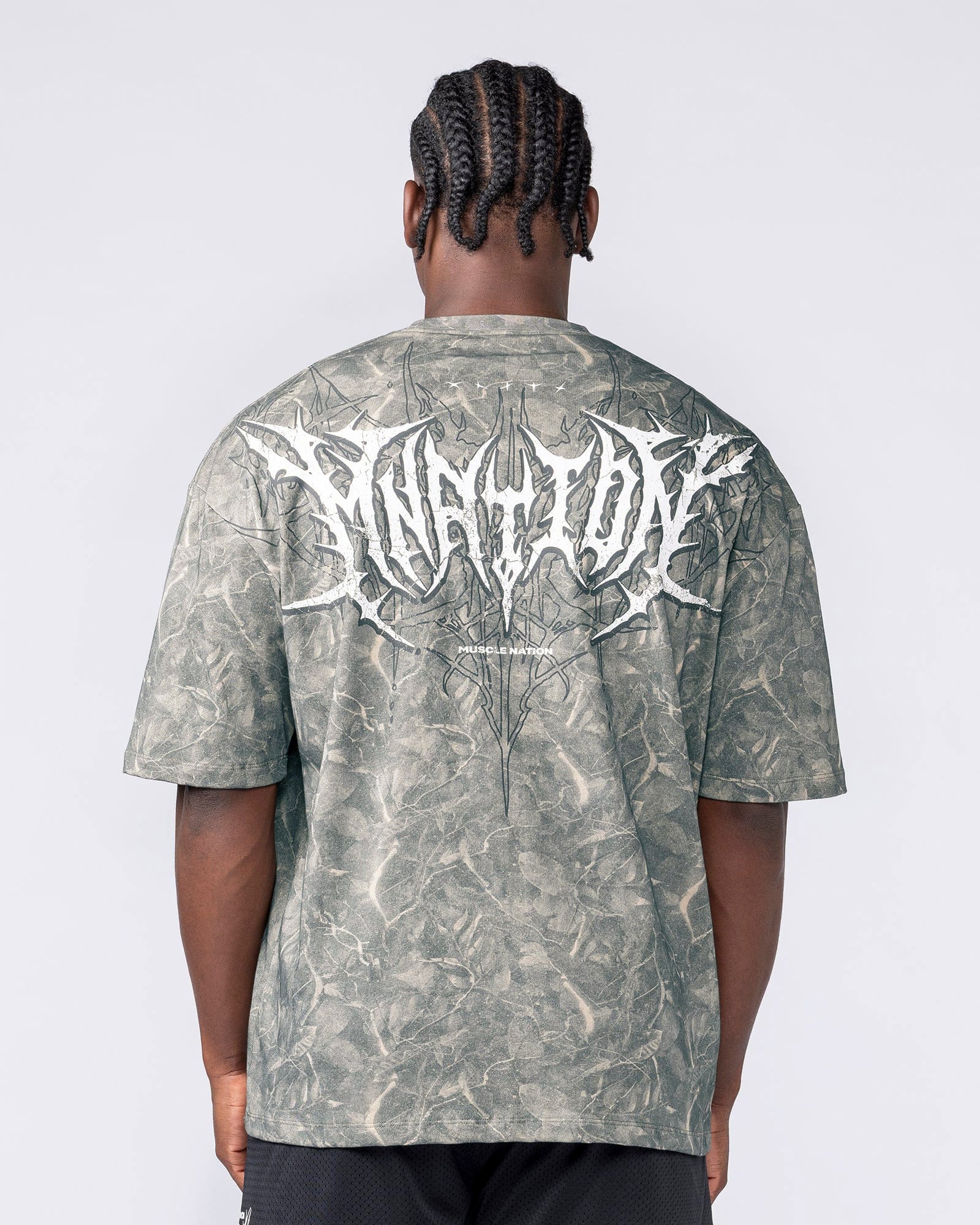 Muscle Nation T-Shirts Gothic Oversized Tee - Washed Tree Camo