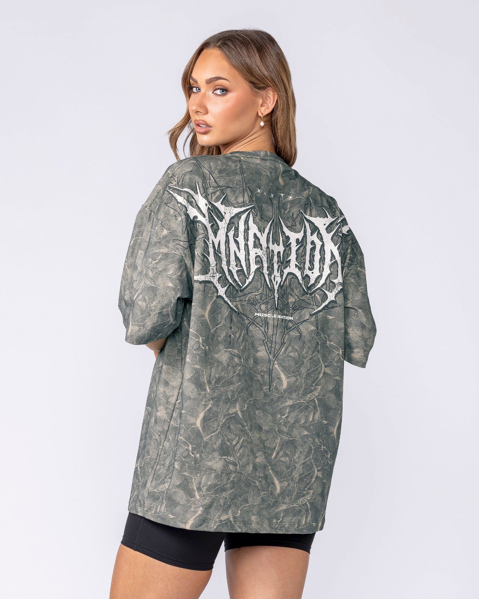 Muscle Nation T-Shirts Gothic Oversized Tee - Washed Tree Camo