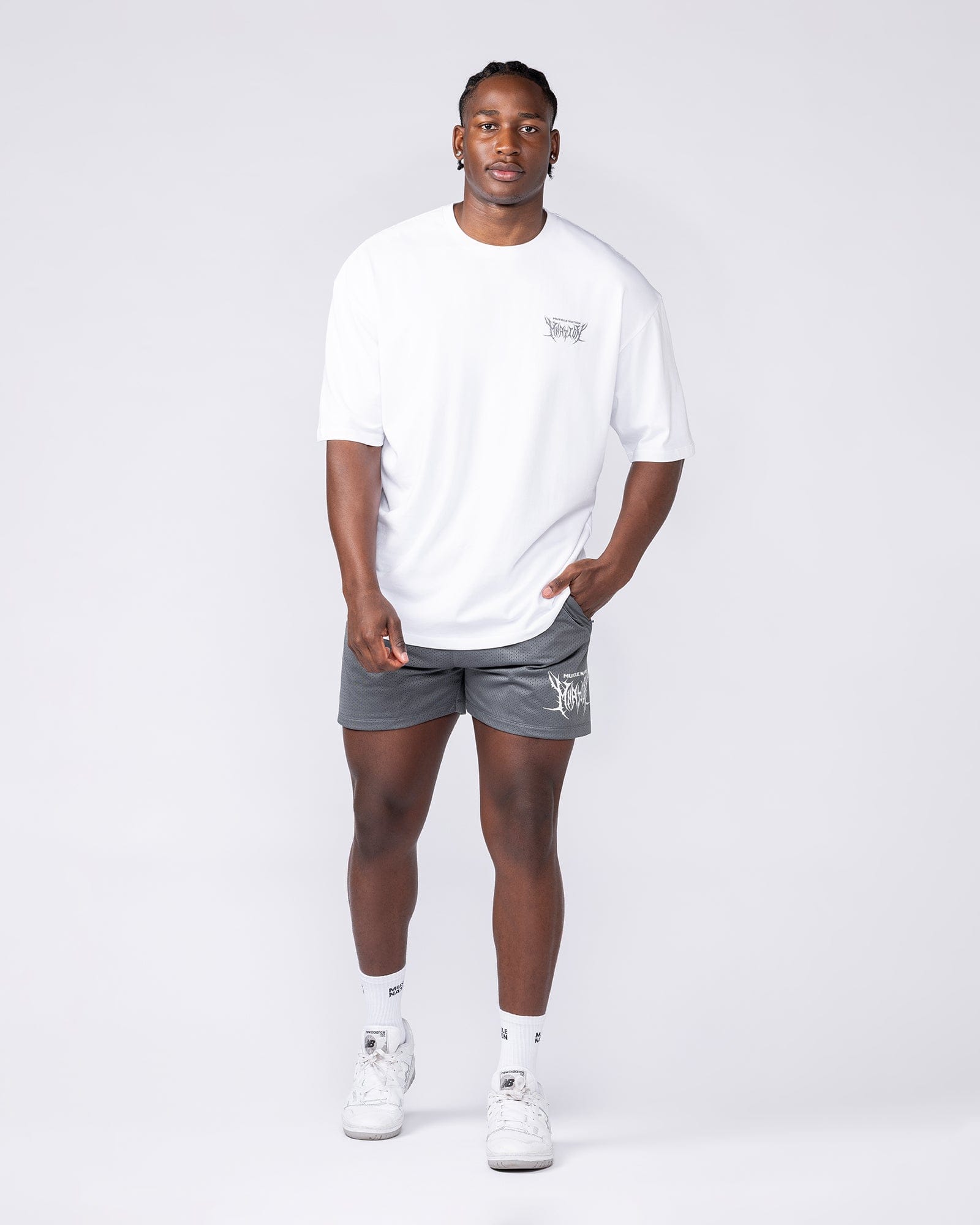 Muscle Nation T-Shirts Gothic Oversized Tee - White