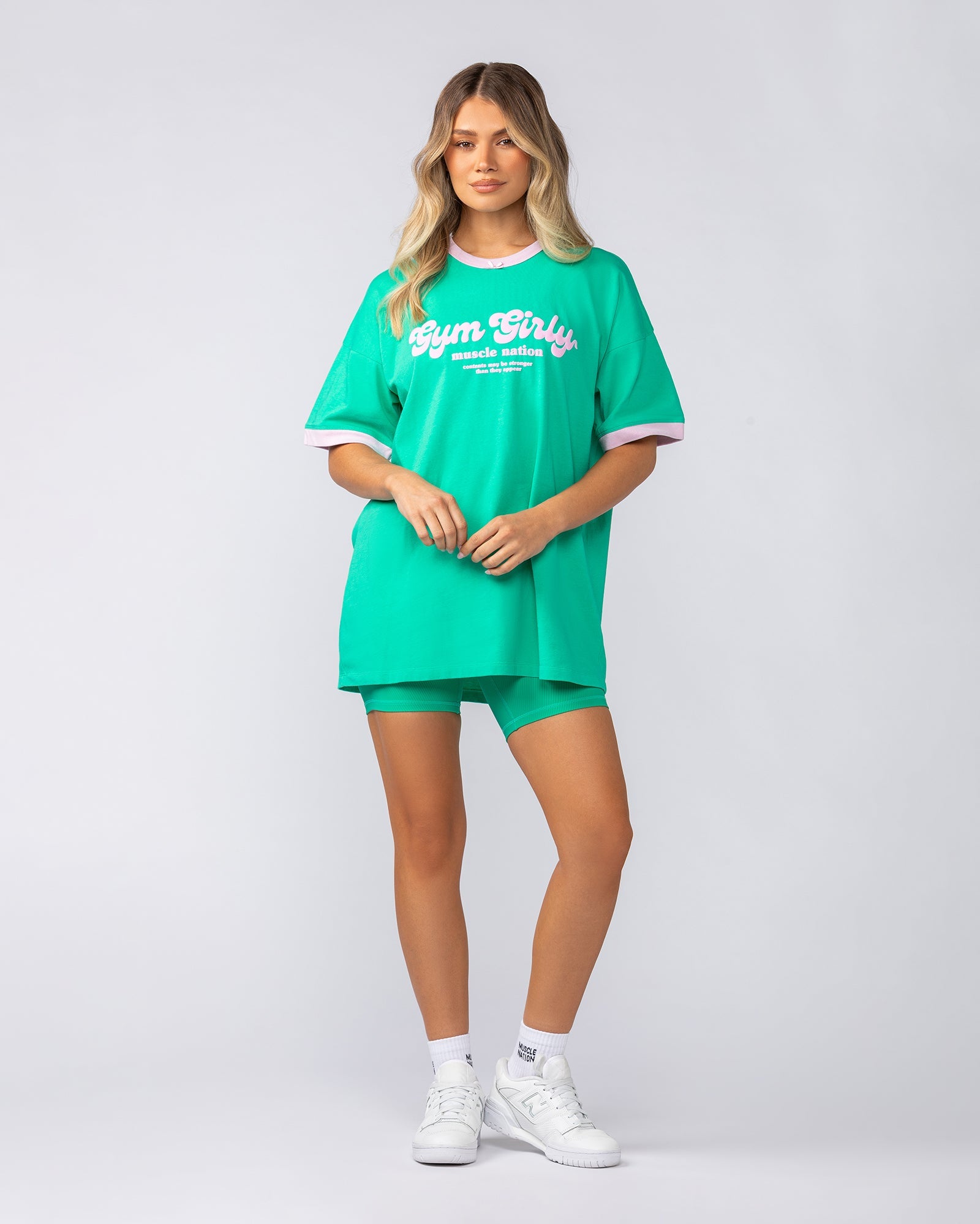 Muscle Nation T-Shirts Gym Girly Oversized Tee - Palm Leaf