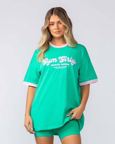 Muscle Nation T-Shirts Gym Girly Oversized Tee - Palm Leaf