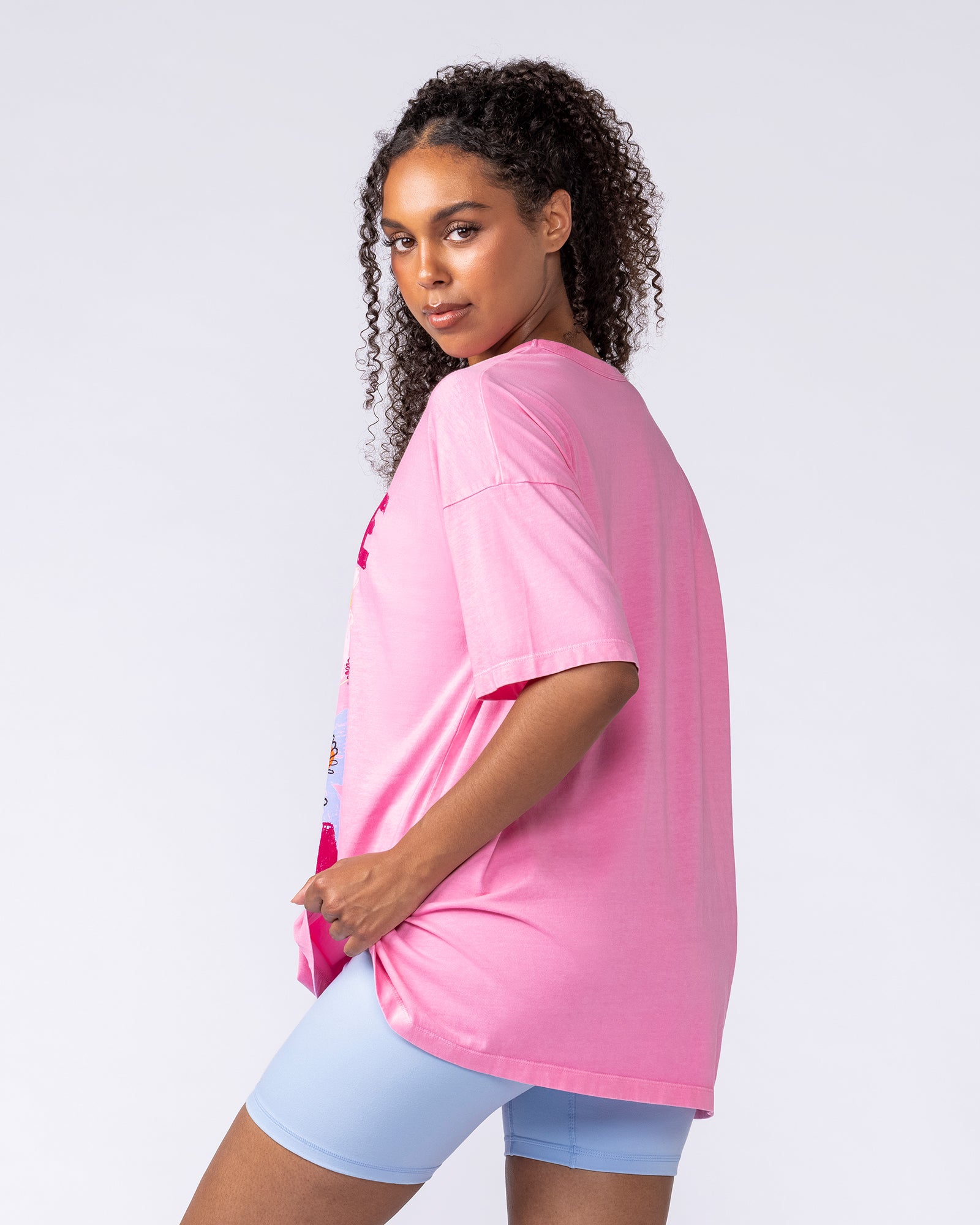 Muscle Nation T-Shirts Hawaiian Vibes Oversized Tee - Washed Pink Frosting