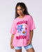 Muscle Nation T-Shirts Hawaiian Vibes Oversized Tee - Washed Pink Frosting