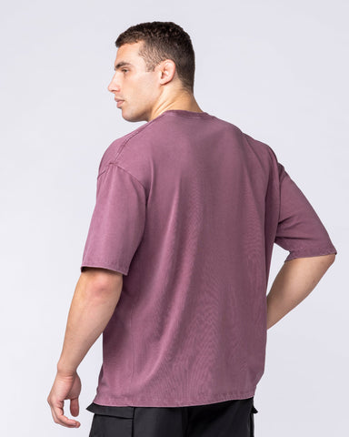 Muscle Nation T-Shirts Iron Skull Oversized Tee - Washed Maroon