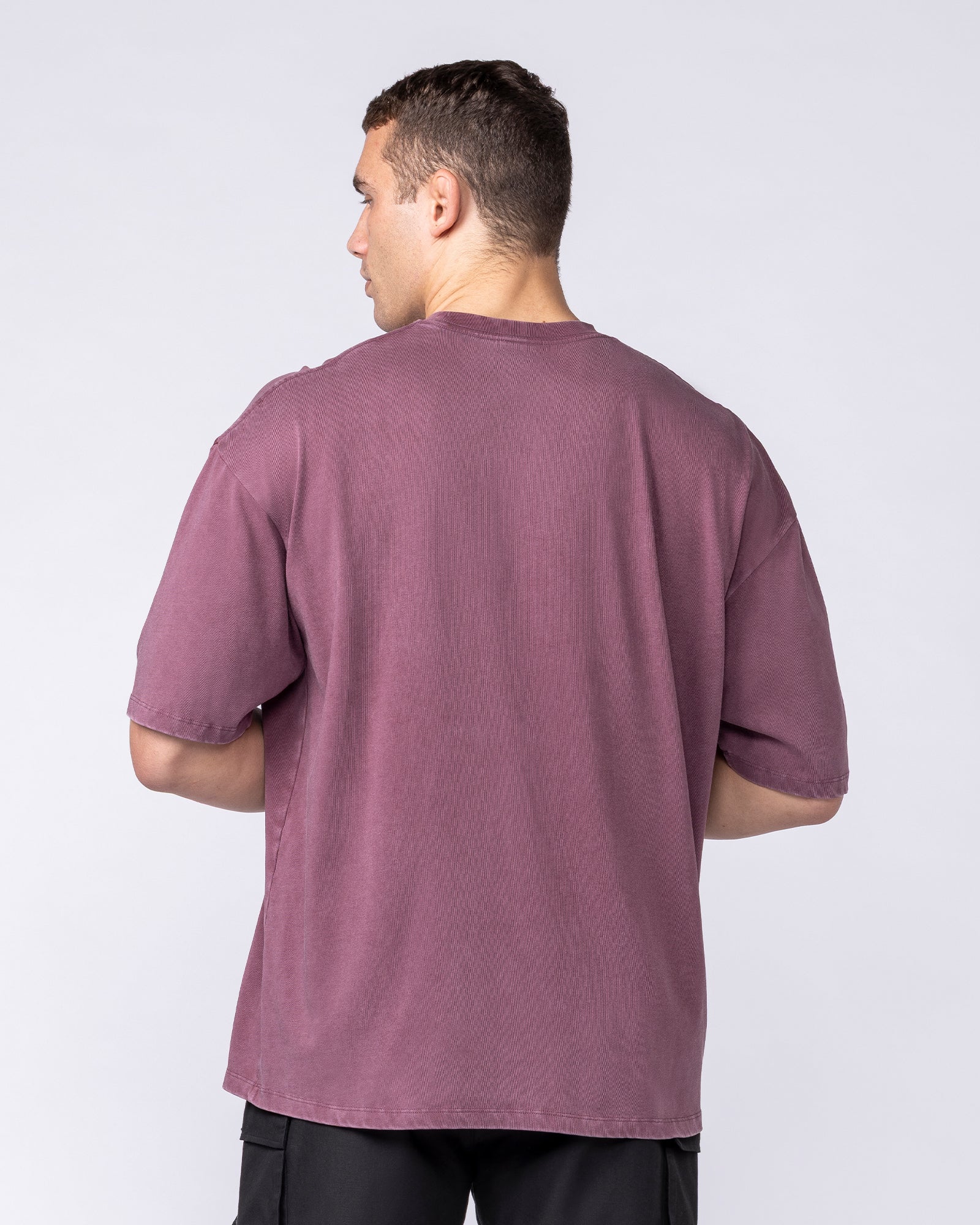 Muscle Nation T-Shirts Iron Skull Oversized Tee - Washed Maroon