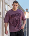 Muscle Nation T-Shirts Iron Skull Oversized Tee - Washed Maroon