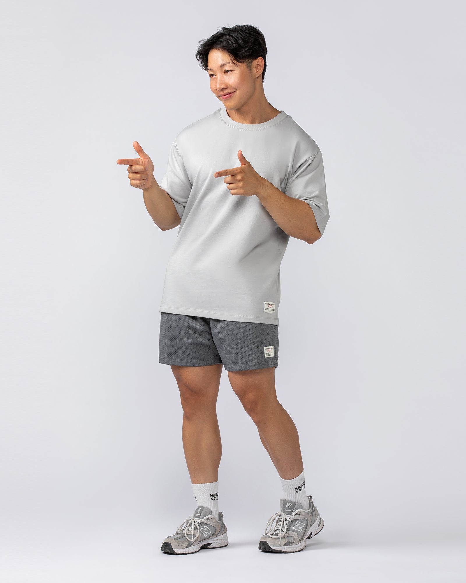 Muscle Nation T-Shirts Lee Lem Boxy Loopback Tee - Ice Grey