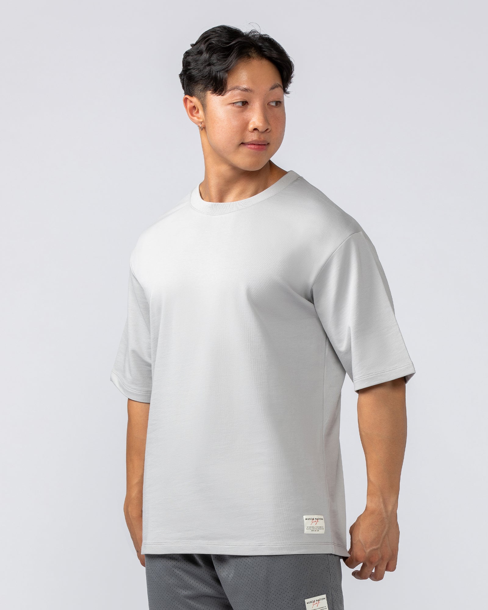 Muscle Nation T-Shirts Lee Lem Boxy Loopback Tee - Ice Grey