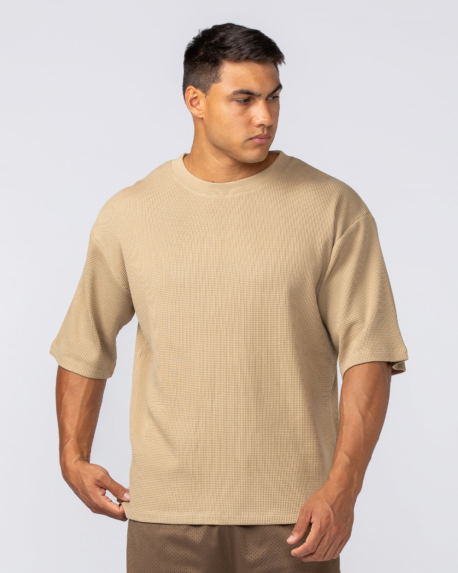 Muscle Nation T-Shirts Lee Lem Short Boxy Waffle Tee - Butterscotch