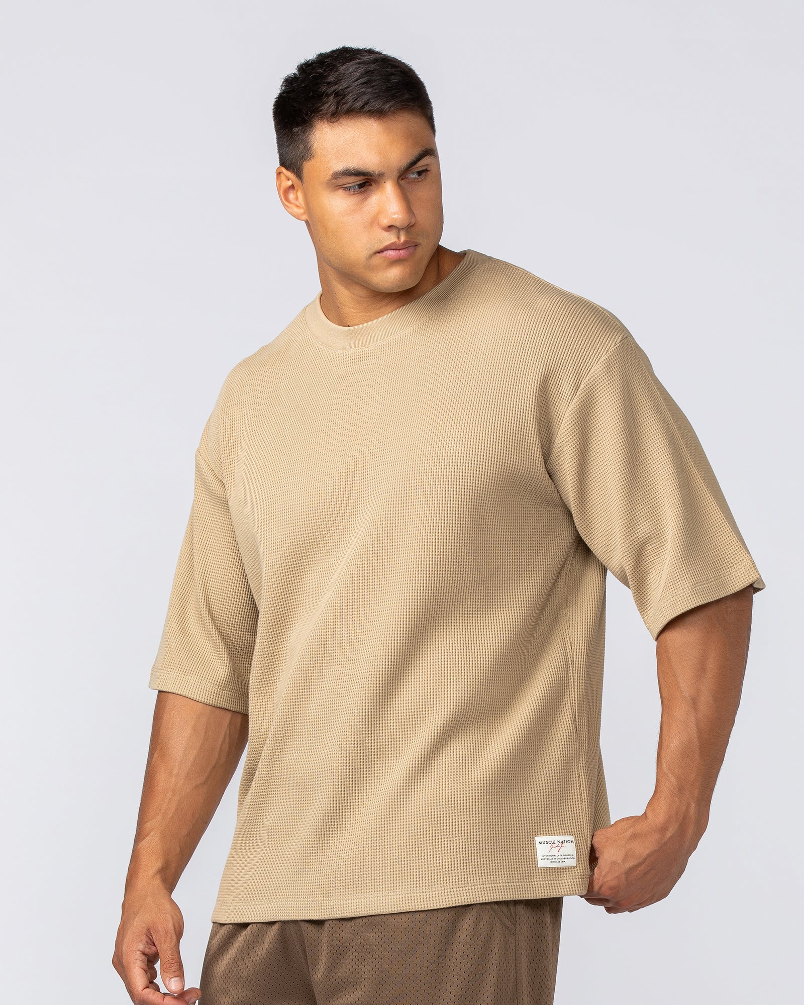 Muscle Nation T-Shirts Lee Lem Short Boxy Waffle Tee - Butterscotch