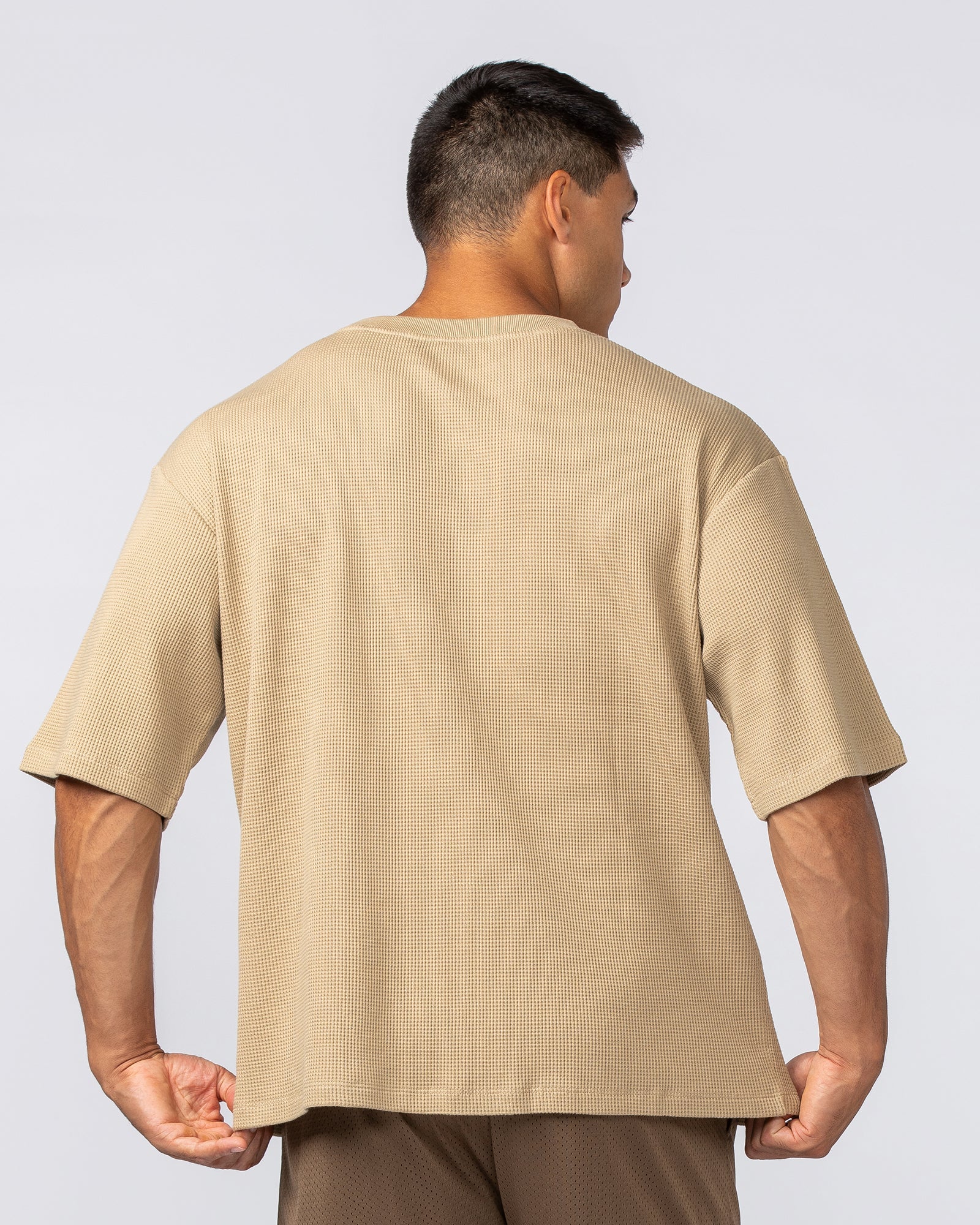 Muscle Nation T-Shirts Lee Lem Short Boxy Waffle Tee - Butterscotch