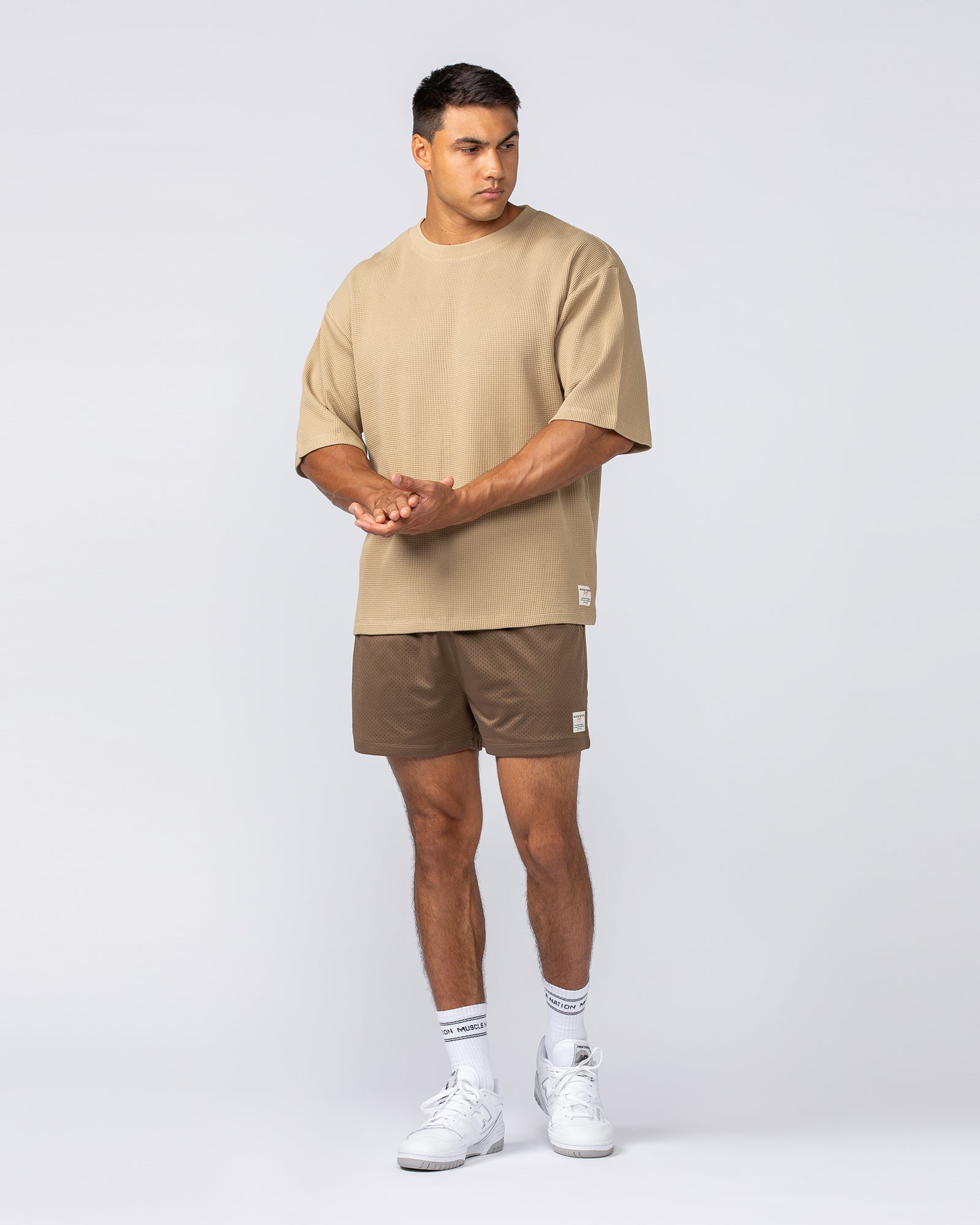 Muscle Nation T-Shirts Lee Lem Short Boxy Waffle Tee - Butterscotch