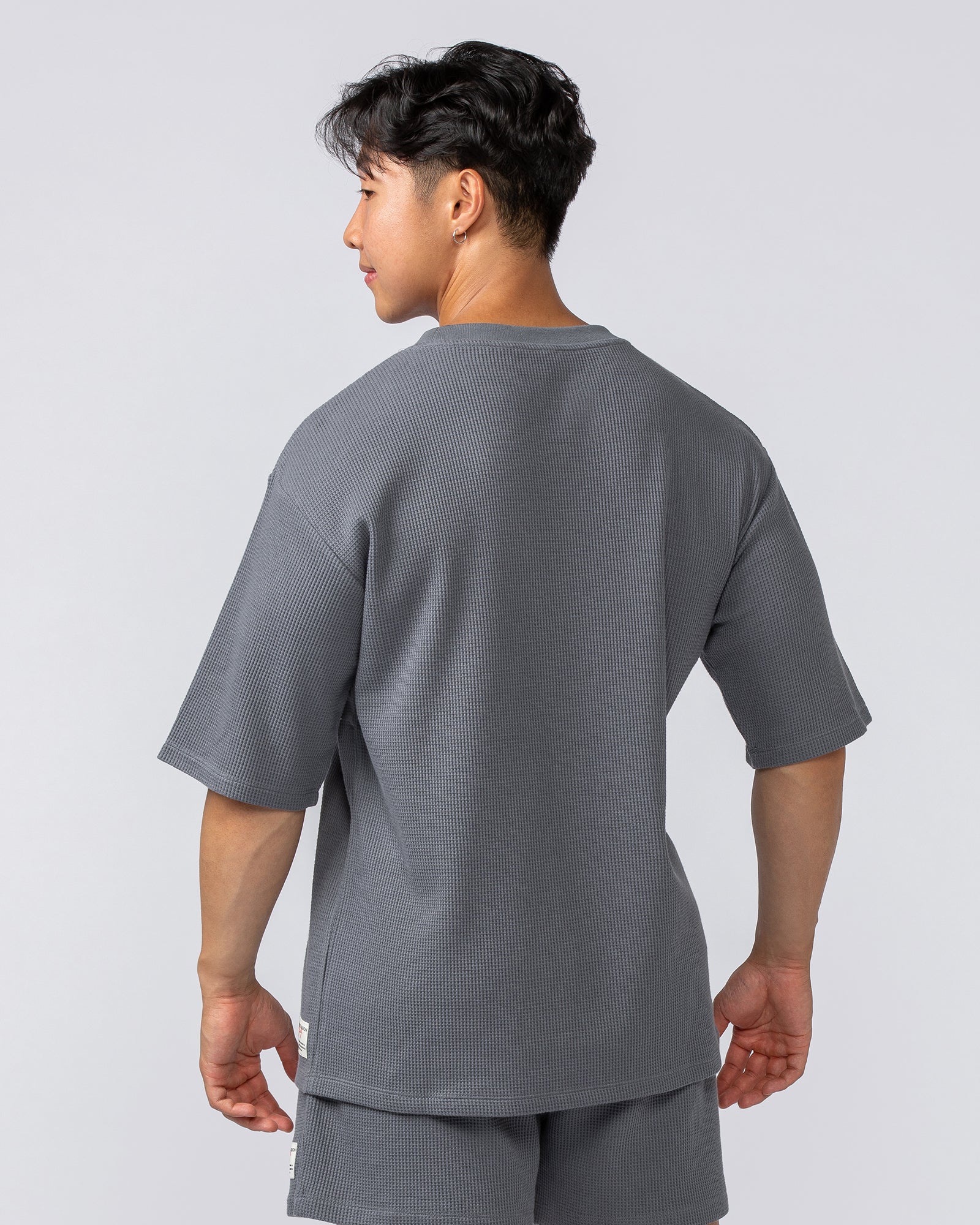 Muscle Nation T-Shirts Lee Lem Short Boxy Waffle Tee - Platinum Grey