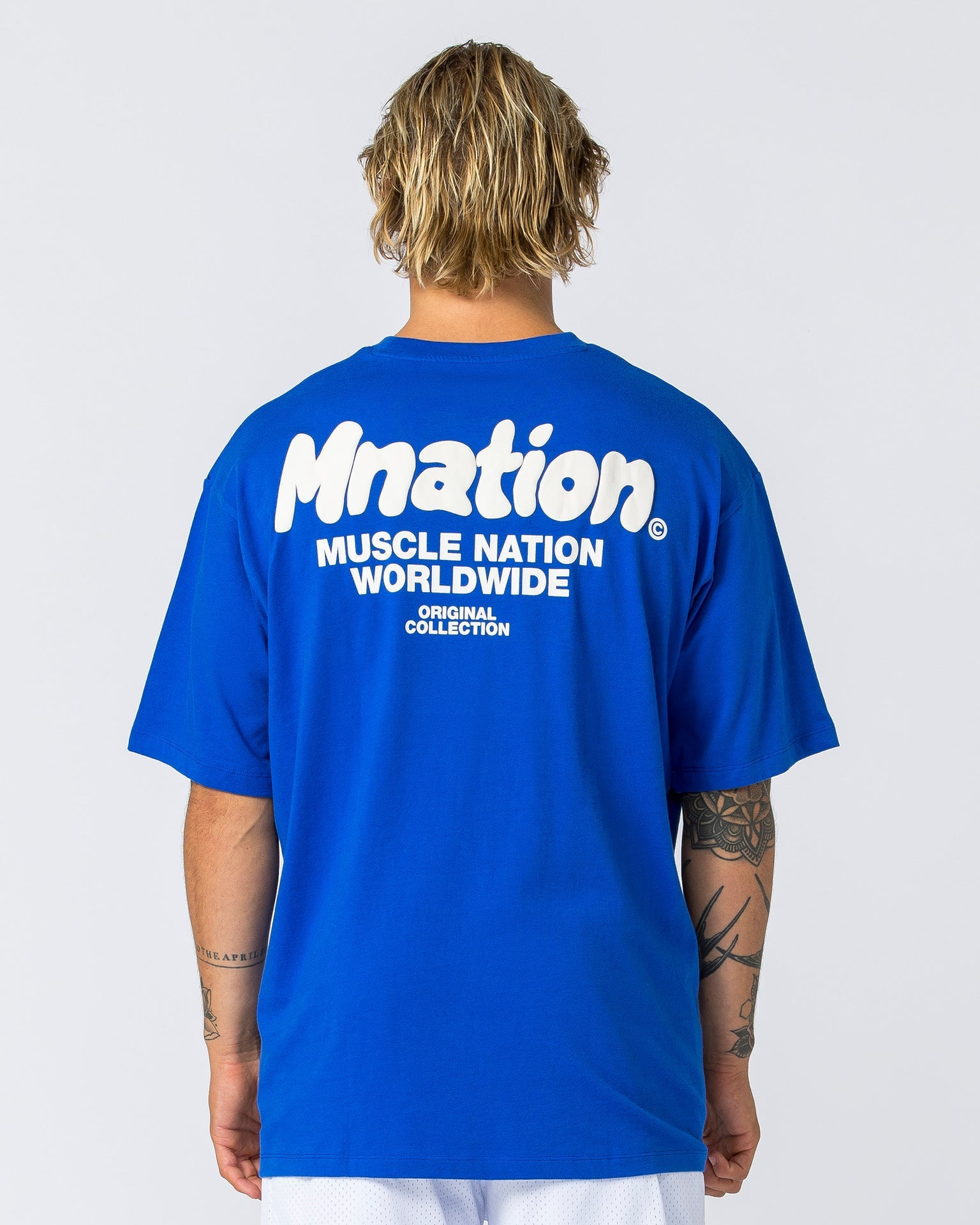 Muscle Nation T-Shirts Mens Bubble Warp Oversized Tee - Bondi Blue