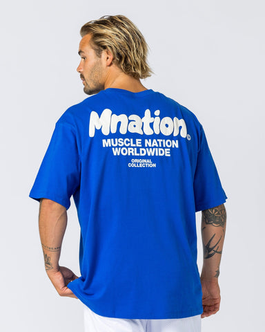 Muscle Nation T-Shirts Mens Bubble Warp Oversized Tee - Bondi Blue