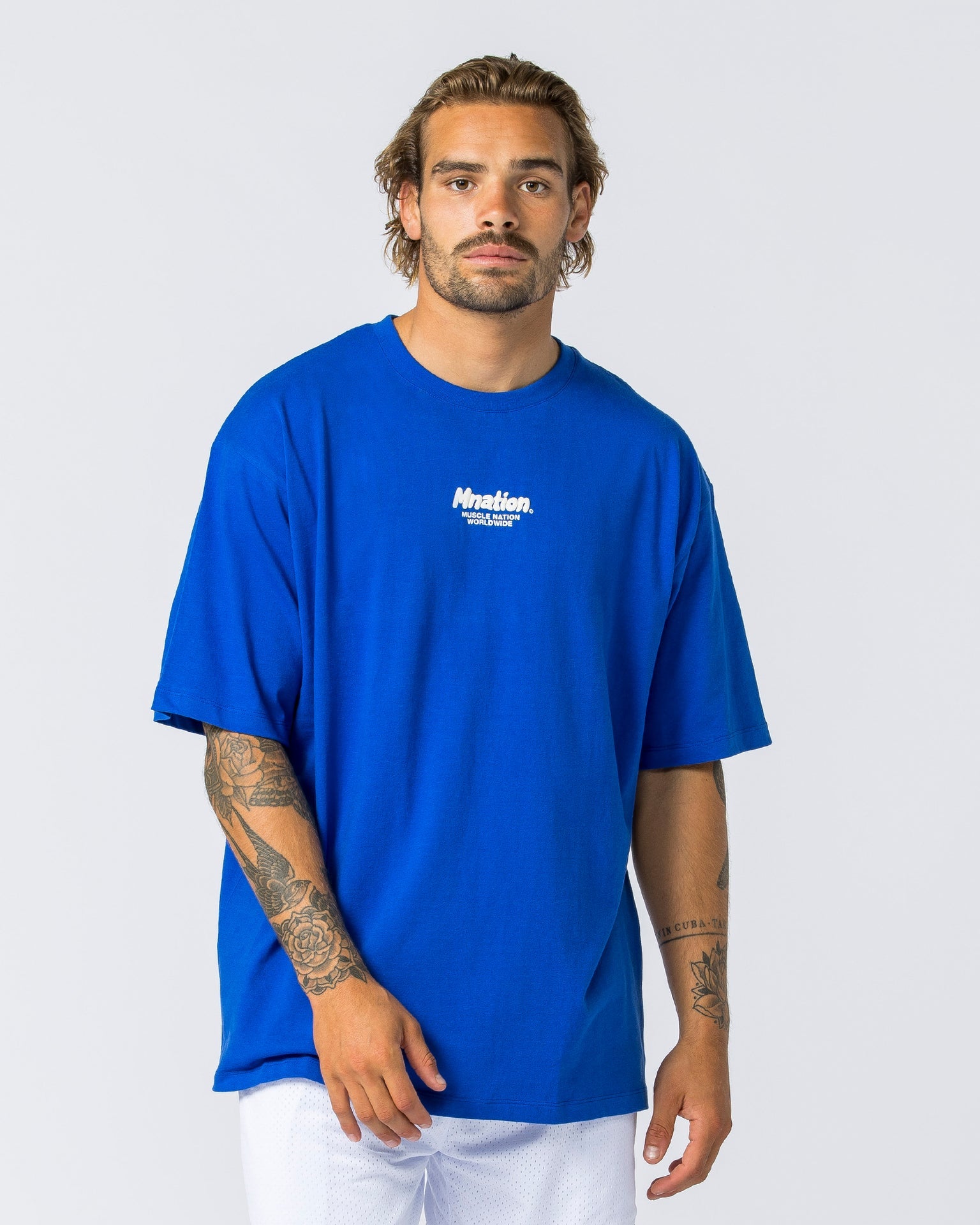 Muscle Nation T-Shirts Mens Bubble Warp Oversized Tee - Bondi Blue