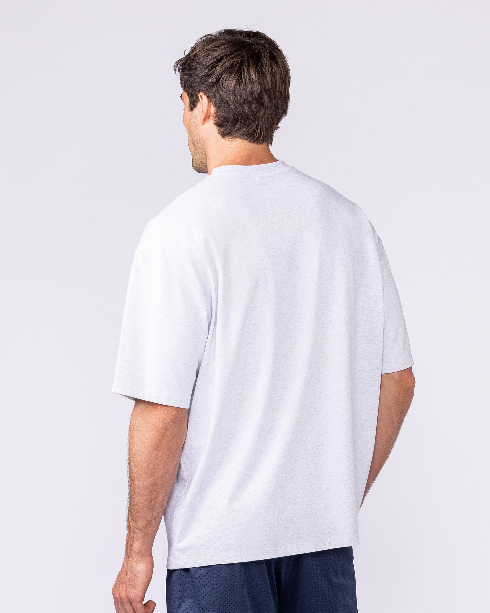 Muscle Nation T-Shirts Mens Running Club Oversized Tee - Snow Grey Marl