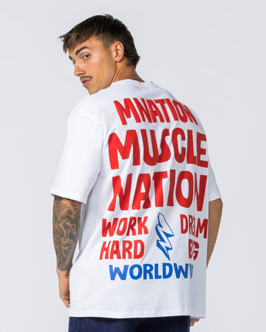 Muscle Nation T-Shirts Mens Tour Oversized Tee - White