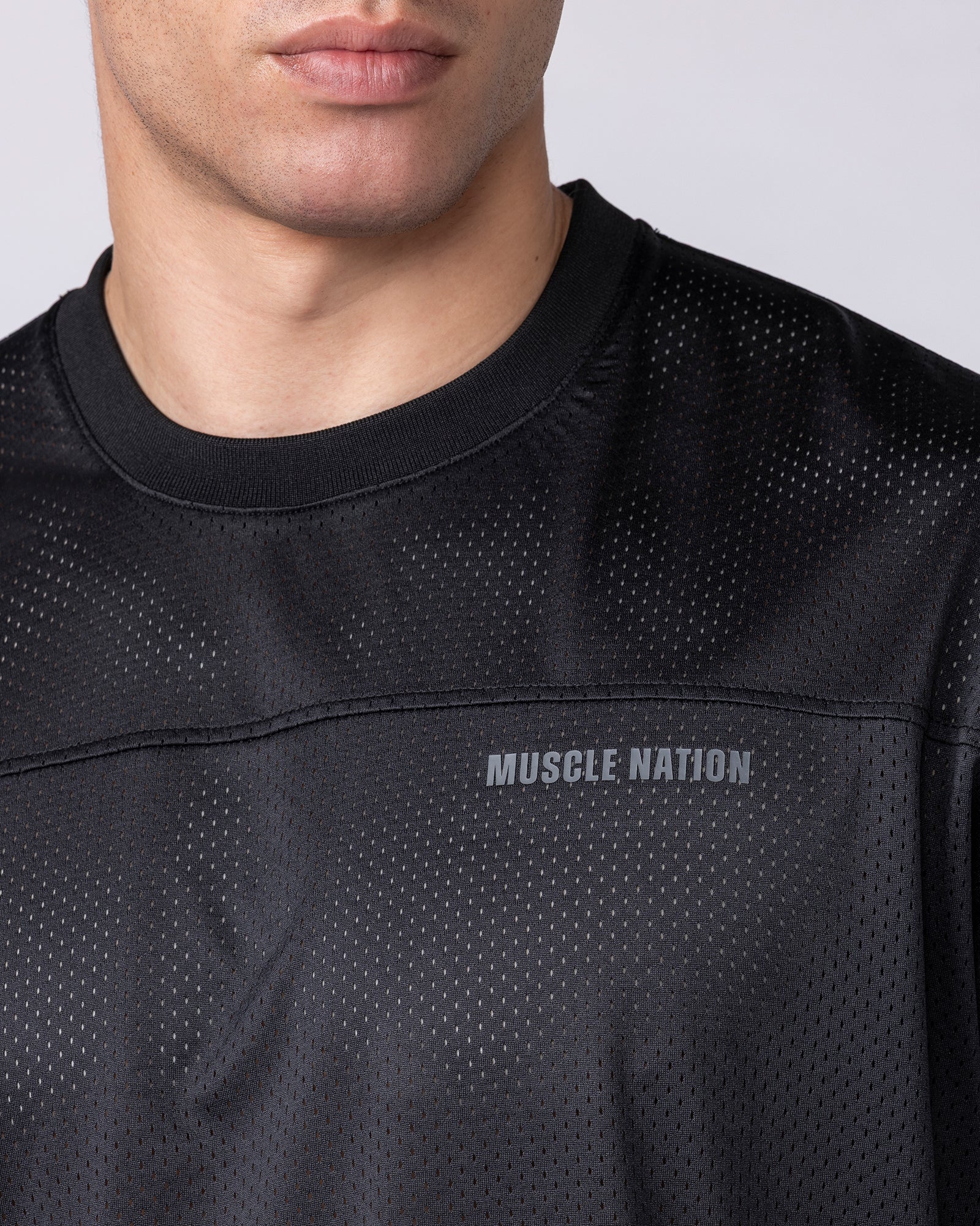 Muscle Nation T-Shirts Mesh Boxy Cropped Oversized Tee - Black