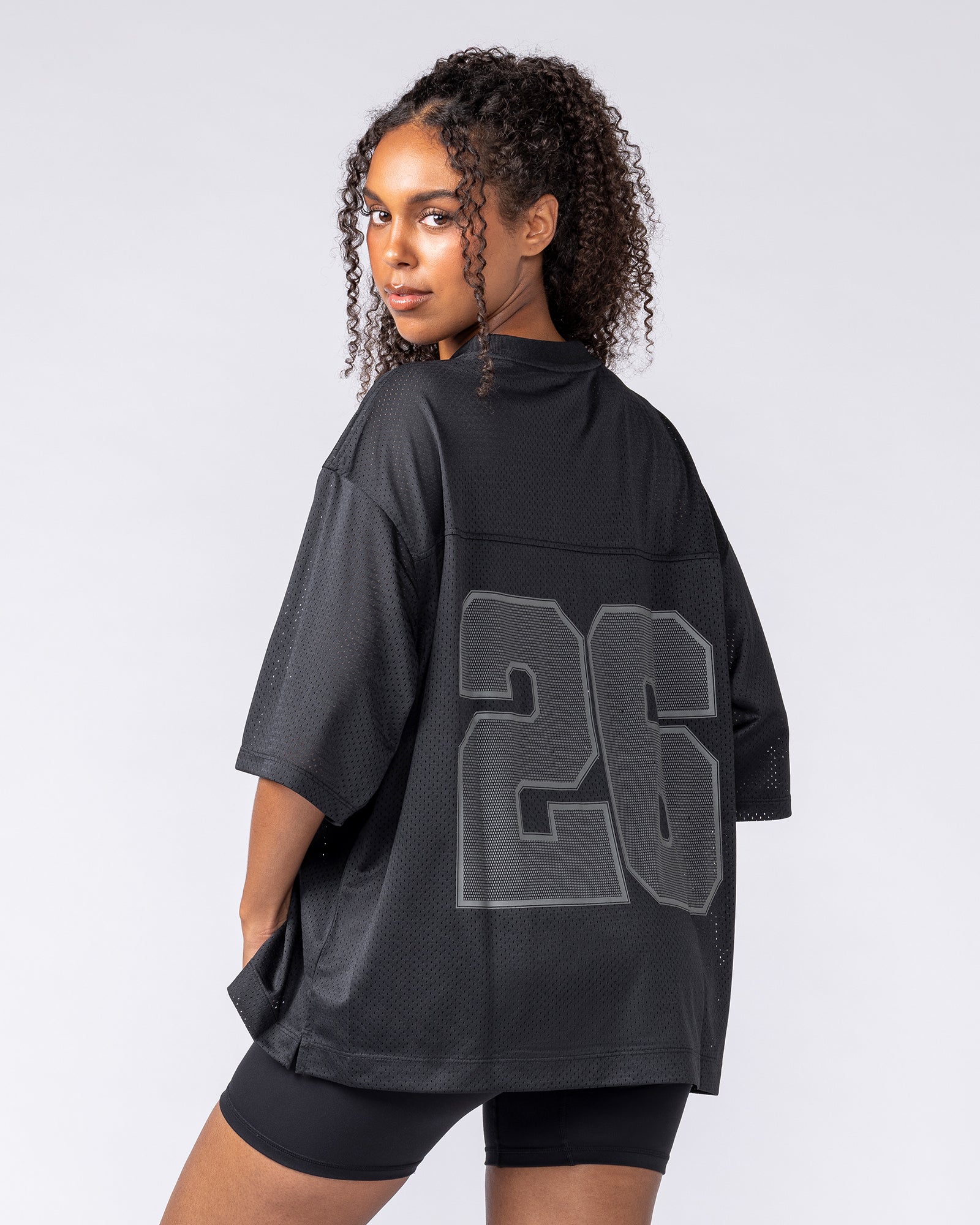 Muscle Nation T-Shirts Mesh Boxy Cropped Oversized Tee - Black