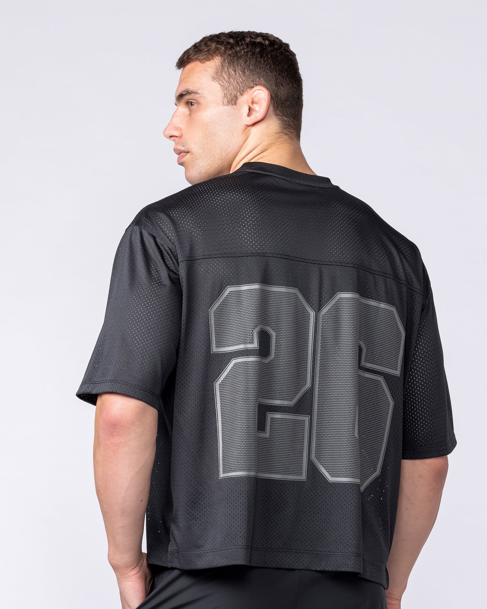 Muscle Nation T-Shirts Mesh Boxy Cropped Oversized Tee - Black
