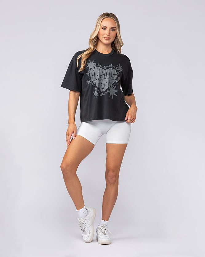 Muscle Nation T-Shirts Misfit Boxy Vintage Tee - Washed Black
