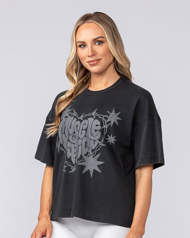 Muscle Nation T-Shirts Misfit Boxy Vintage Tee - Washed Black