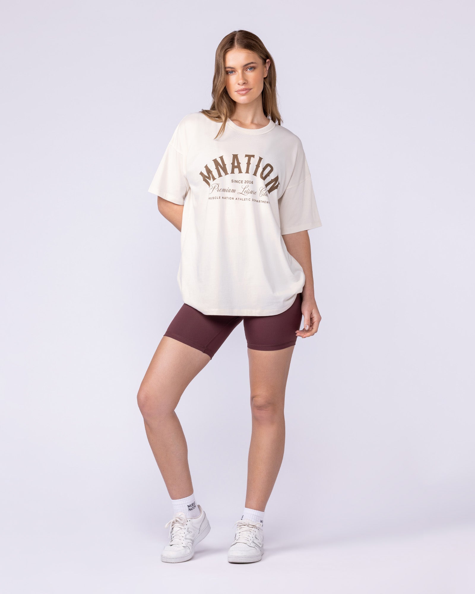 Muscle Nation T-Shirts MN Saloon Oversized Tee - Travertine