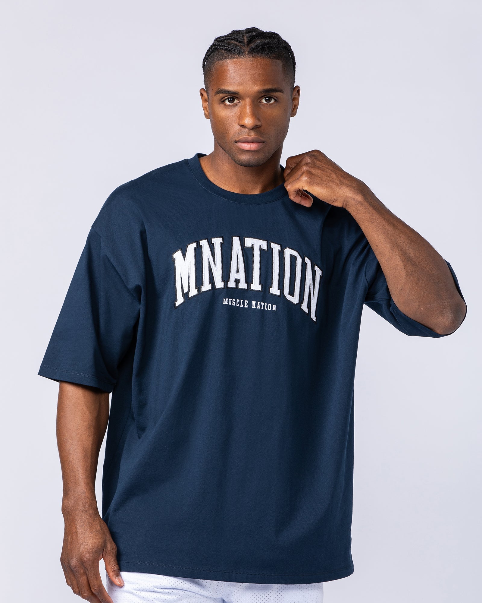 Muscle Nation T-Shirts MN Varsity Oversized Tee - Navy