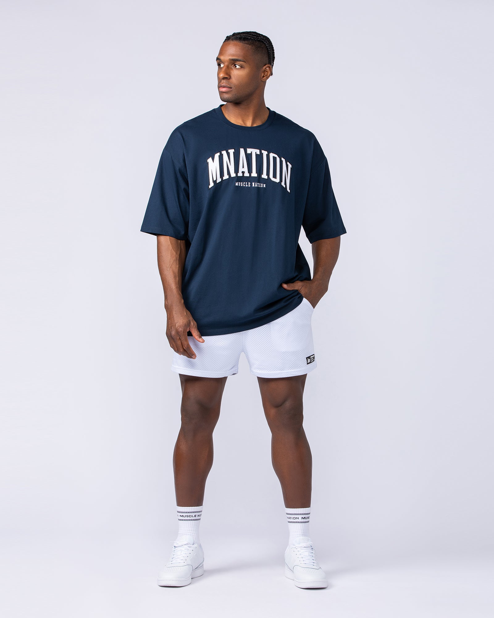 Muscle Nation T-Shirts MN Varsity Oversized Tee - Navy