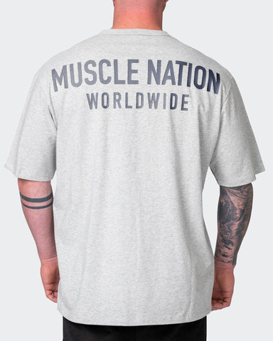 Muscle Nation T-Shirts MNation Worldwide Pump Cover - Light Grey Marl