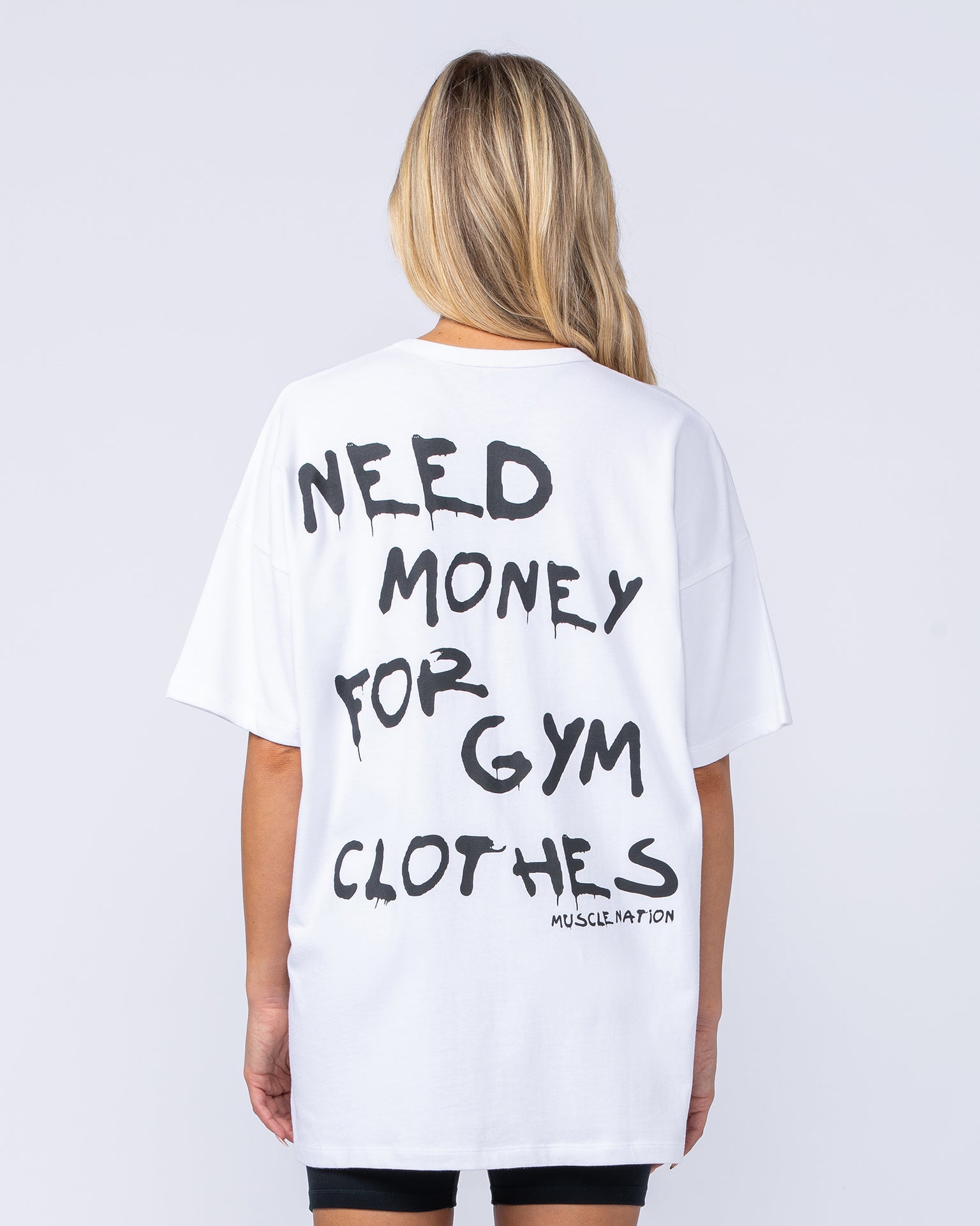 Muscle Nation T-Shirts Need Money Oversized Tee - White