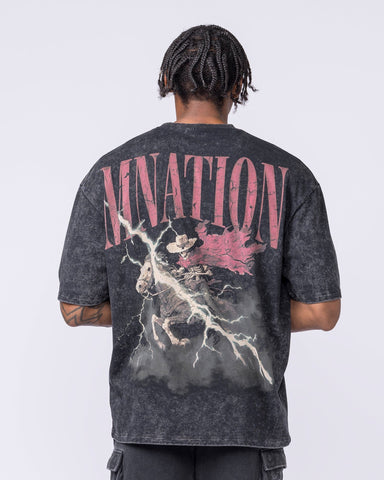 Muscle Nation T-Shirts Night Rider Vintage Oversized Tee - Washed Black