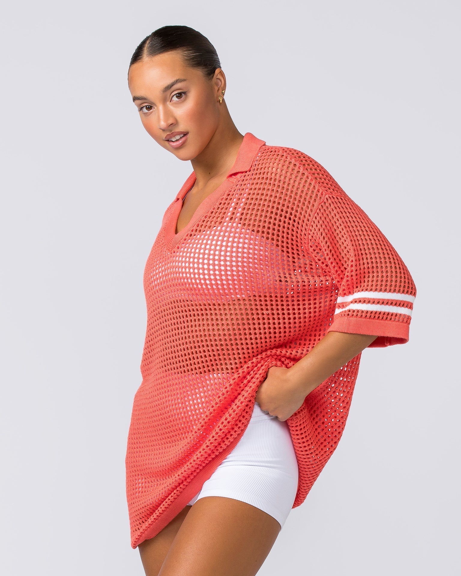 Muscle Nation T-Shirts Oversized Knit Jersey - Coral