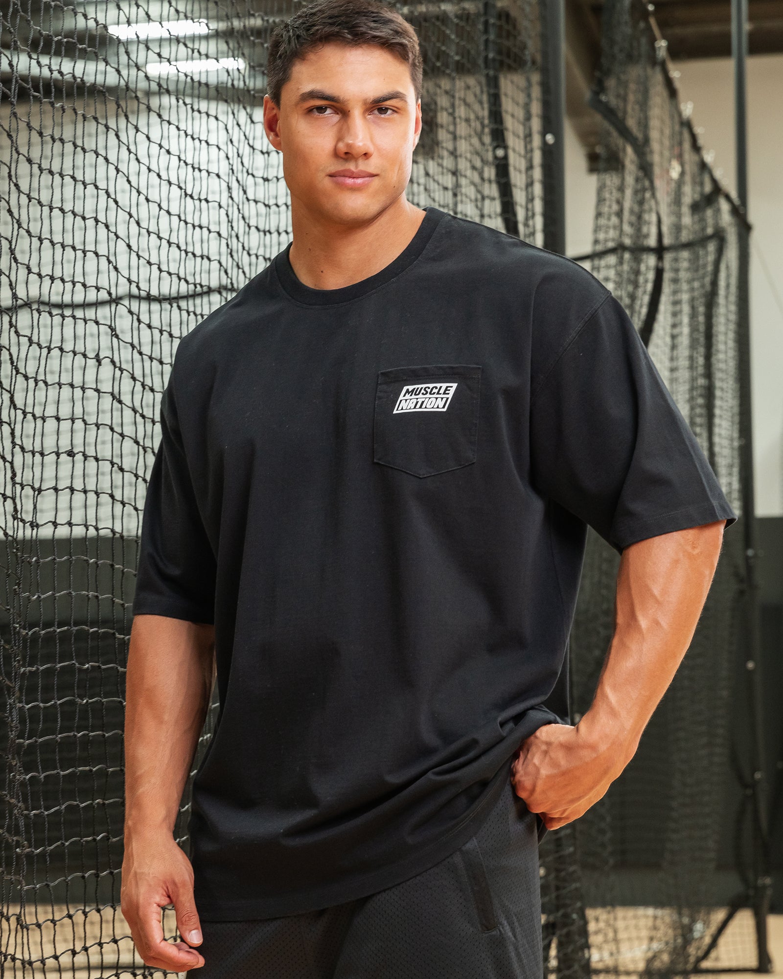 Muscle Nation T-Shirts Oversized Pocket Pump Cover - Black