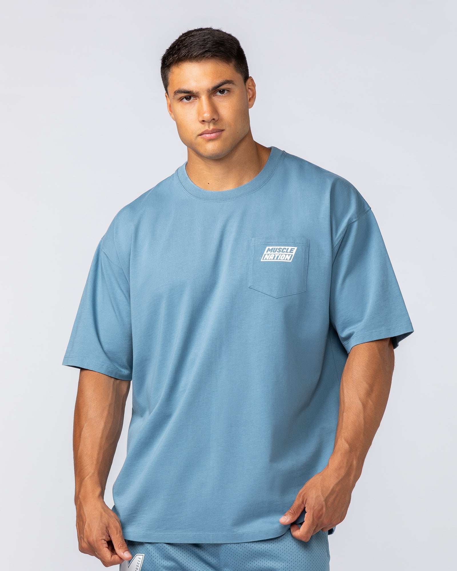 Muscle Nation T-Shirts Oversized Pocket Pump Cover - Pale Thunder