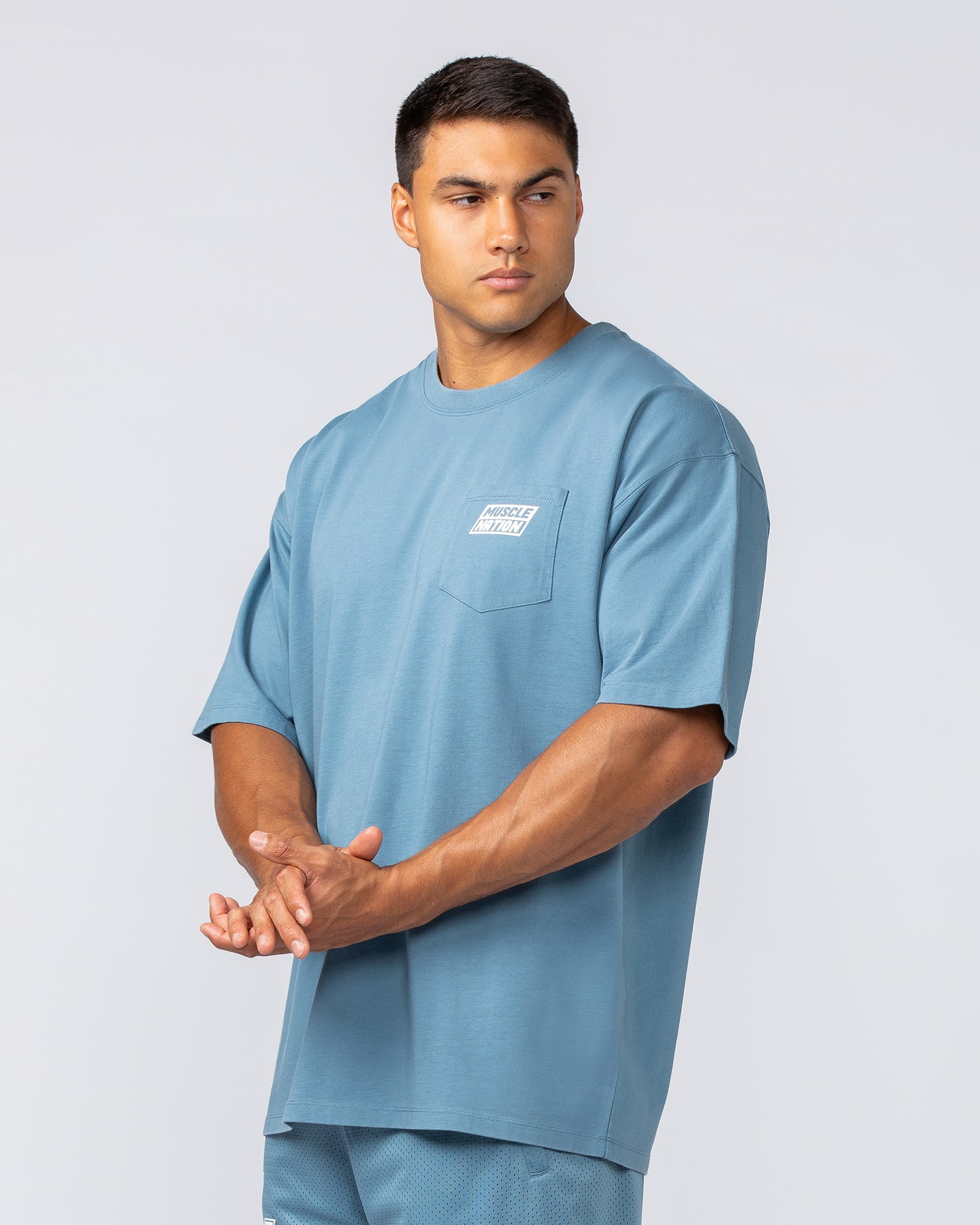 Muscle Nation T-Shirts Oversized Pocket Pump Cover - Pale Thunder