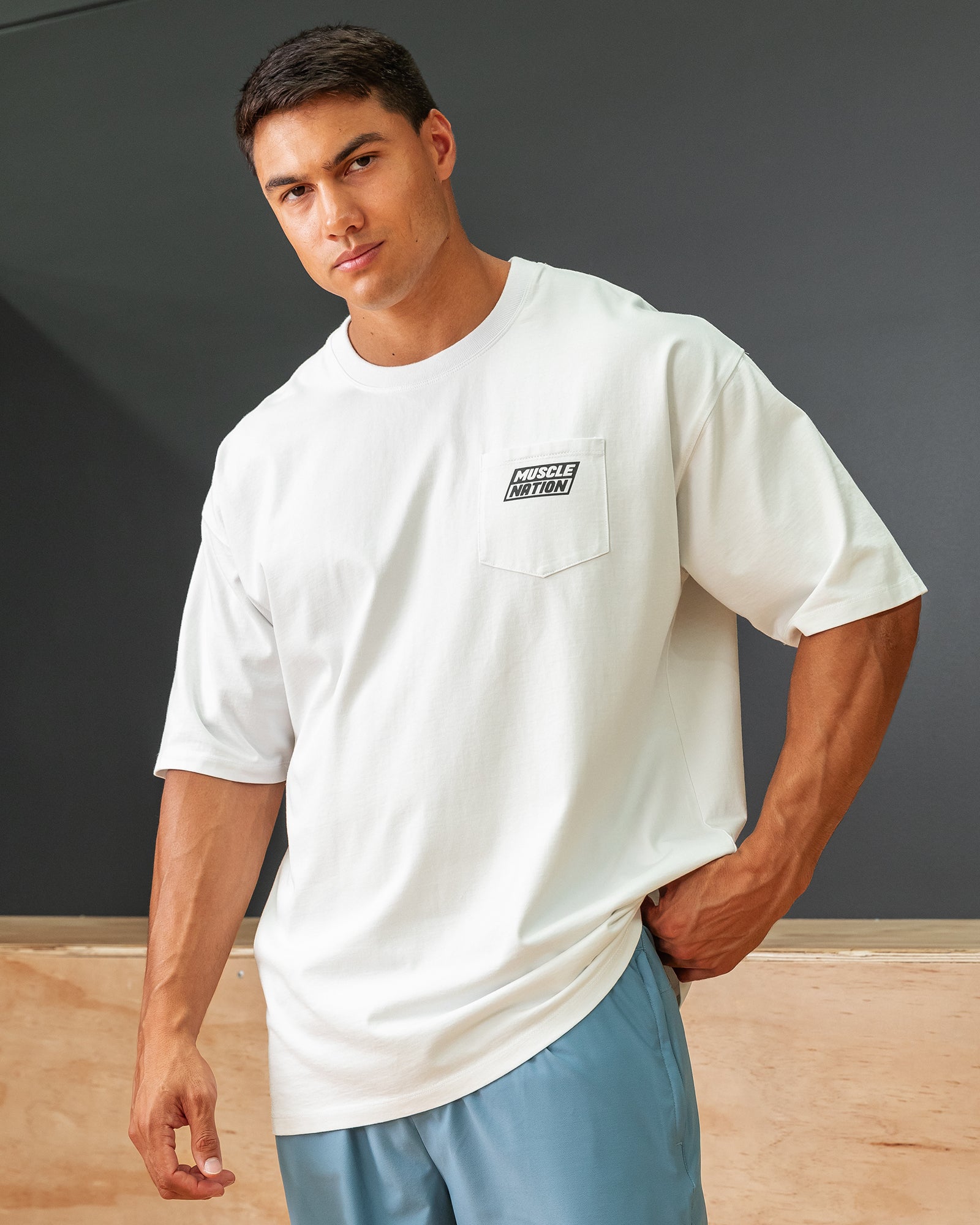 Muscle Nation T-Shirts Oversized Pocket Pump Cover - White