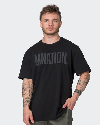 Muscle Nation T-Shirts Oversized Tonal Tee - Black