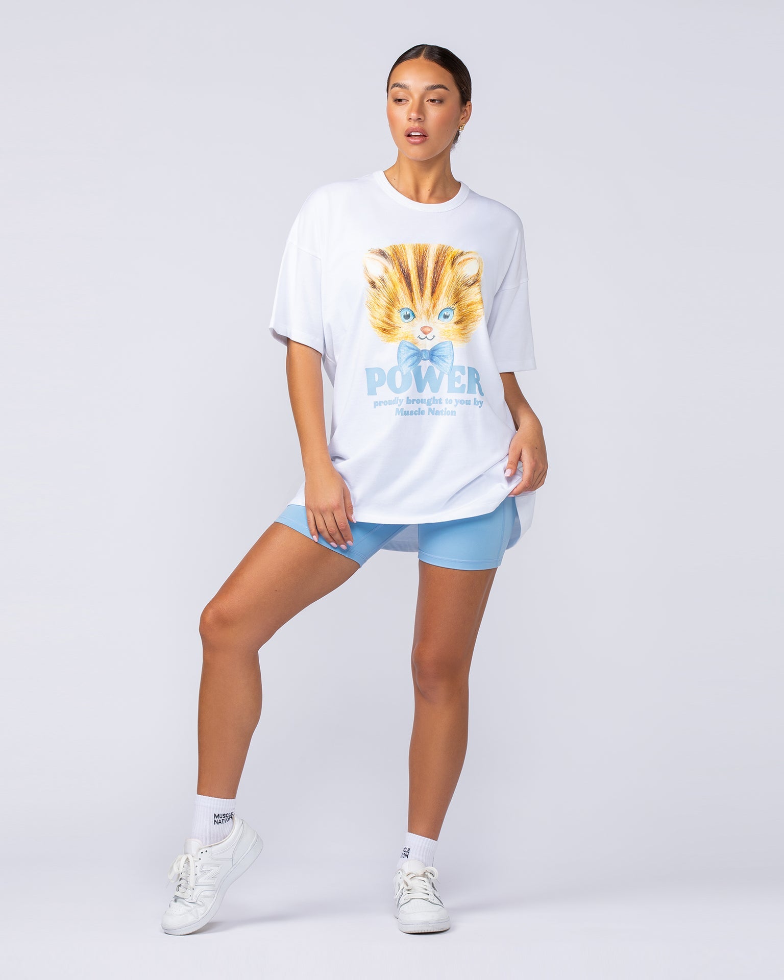 Muscle Nation T-Shirts P Power Oversized Tee - White