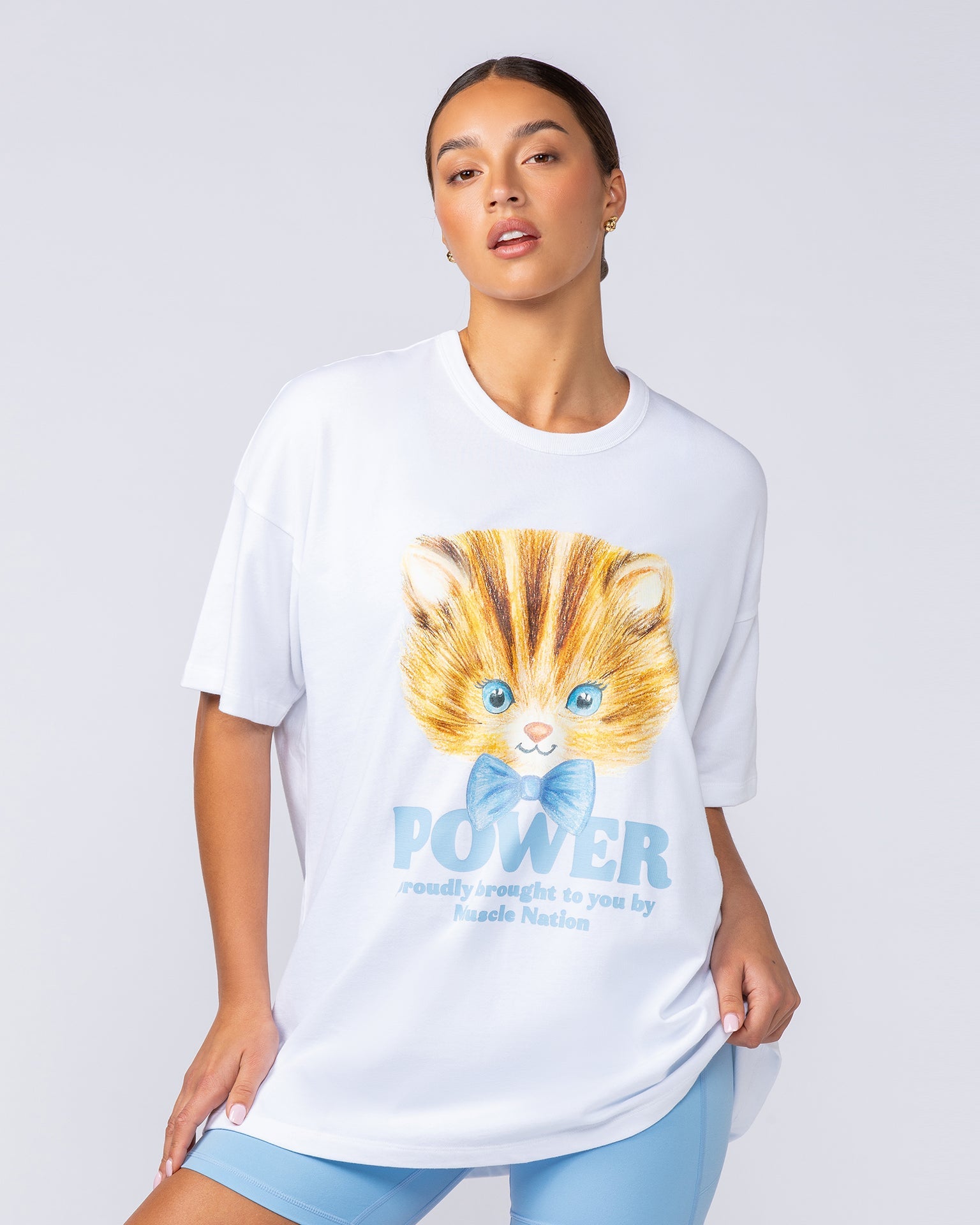 Muscle Nation T-Shirts P Power Oversized Tee - White