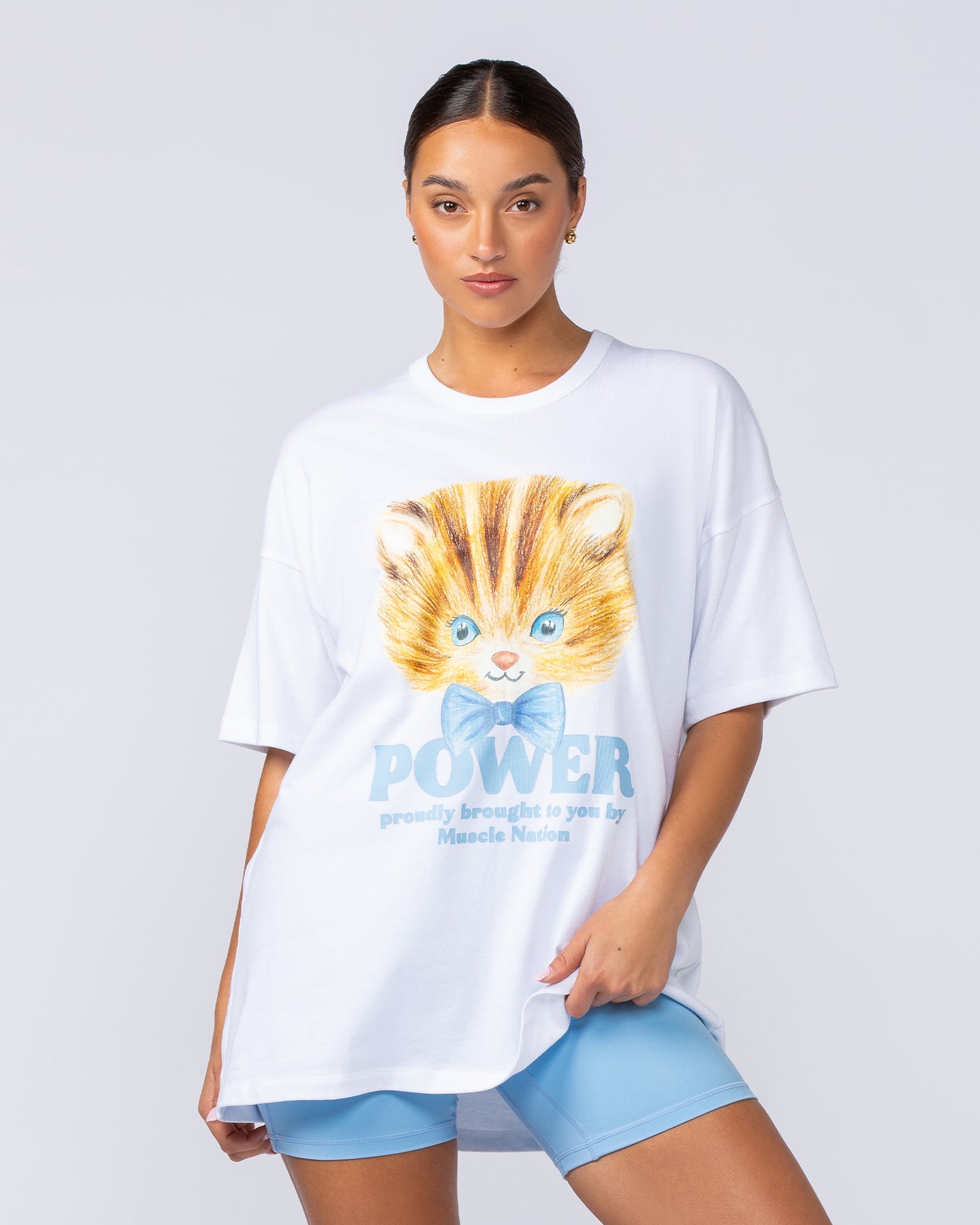 Muscle Nation T-Shirts P Power Oversized Tee - White