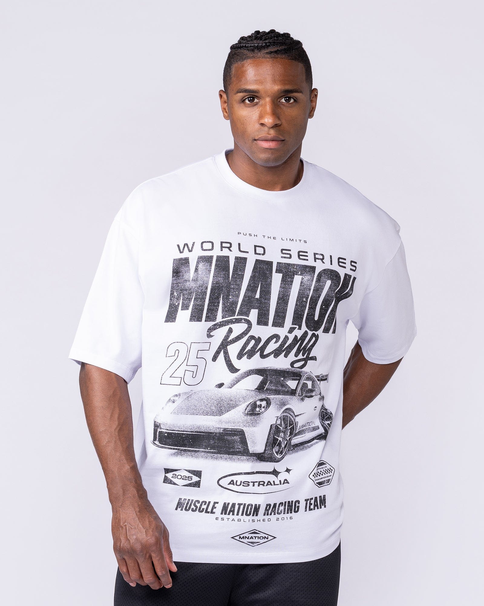 Muscle Nation T-Shirts Push The Limits Oversized Tee - White