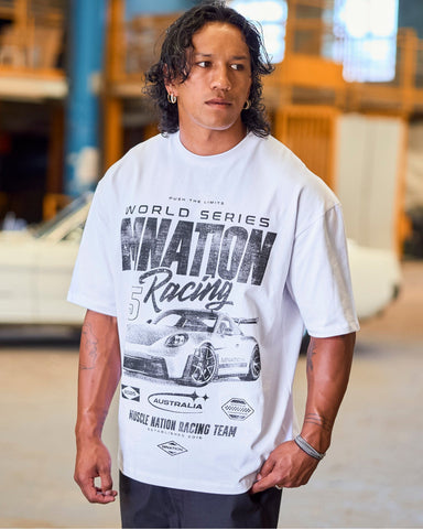 Muscle Nation T-Shirts Push The Limits Oversized Tee - White
