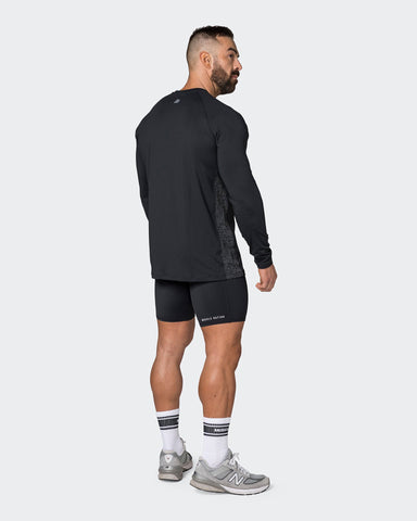 Muscle Nation T-Shirts Reflective Long Sleeve Top - Black