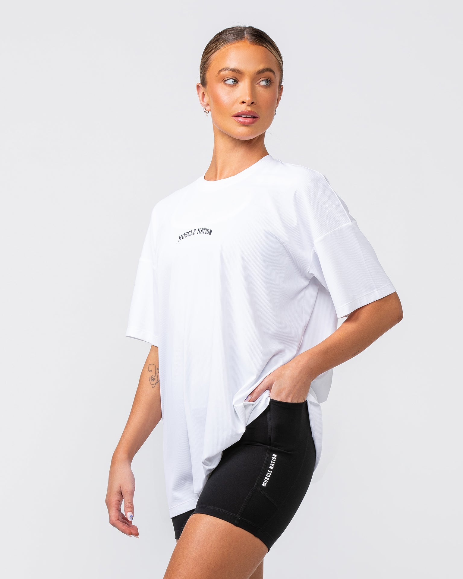 Muscle Nation T-Shirts Relaxed Rib Training Tee - White